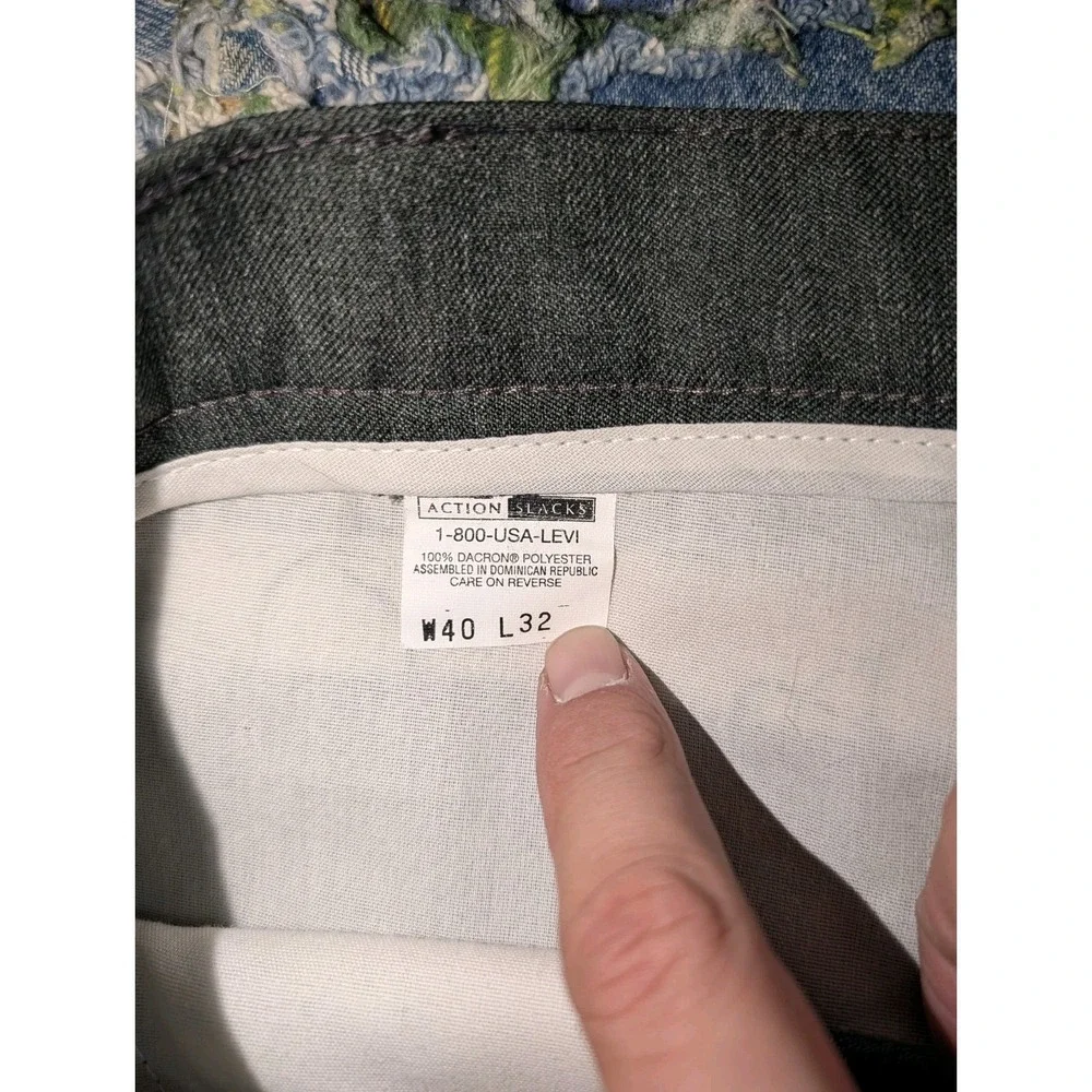 Levi Action Slacks‎ Flat Front Dacron Polyester Dark Gray Men's 40x32 (40x31)
